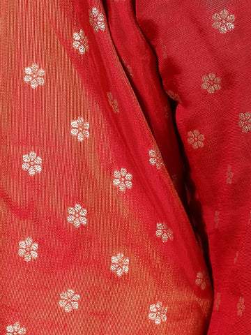 Dark Red Floral Butta Banarasi Anarkali Salwar suit - Diadem