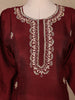 Dark Red Floral Designed Semi Silk Salwar Suit - Diadem