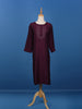 Dark Red Floral Designed Cotton Kurti - Diadem