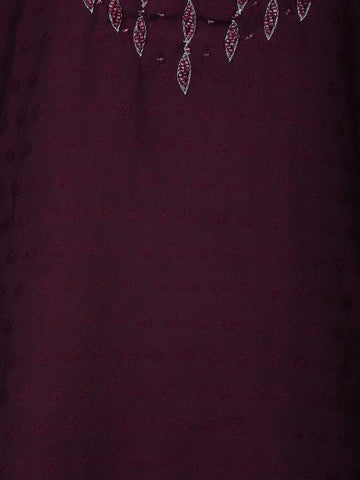 Dark Red Floral Designed Cotton Kurti - Diadem