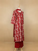 Dark Red Floral Designed Cotton Salwar Suit - Diadem