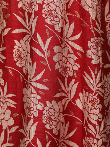 Dark Red Floral Designed Cotton Salwar Suit - Diadem