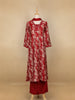 Dark Red Floral Designed Cotton Salwar Suit - Diadem