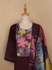 Dark Red Floral Designed Cotton Salwar Suit - Diadem