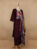 Dark Red Floral Designed Cotton Salwar Suit - Diadem
