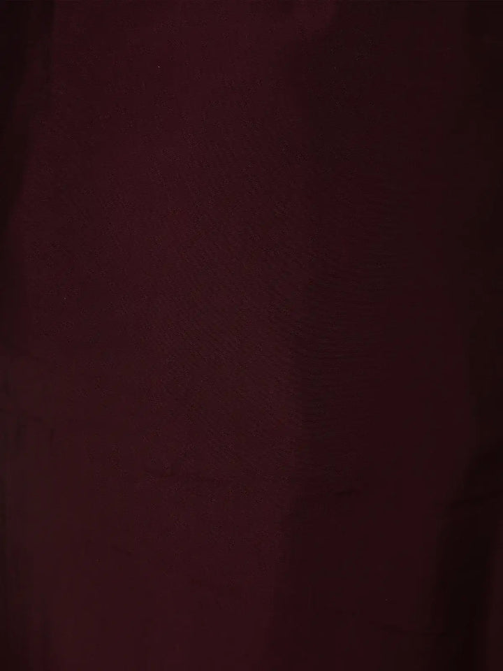 Dark Red Floral Designed Cotton Salwar Suit - Diadem