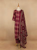 Dark Red Floral Designed Cotton Straight Cut Salwar Suit
