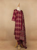Dark Red Floral Designed Cotton Straight Cut Salwar Suit