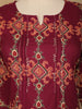 Dark Red Floral Designed Cotton Straight Cut Salwar Suit