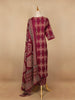 Dark Red Floral Designed Cotton Straight Cut Salwar Suit