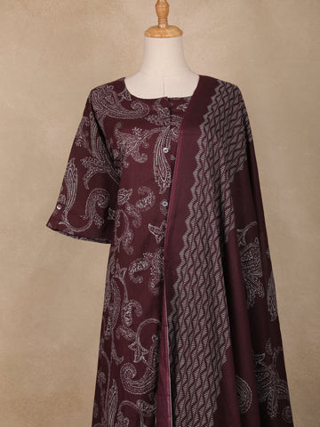 Dark Red Floral Designed Cotton Salwar Suit - Diadem