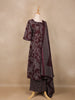 Dark Red Floral Designed Cotton Salwar Suit - Diadem