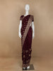 Dark Red Floral Designed Georgette Fancy Saree - Diadem