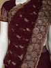 Dark Red Floral Designed Georgette Fancy Saree - Diadem