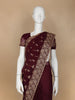 Dark Red Floral Designed Georgette Fancy Saree - Diadem