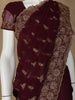 Dark Red Floral Designed Georgette Fancy Saree - Diadem
