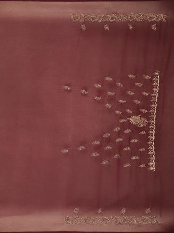 Dark Red Floral Designed Georgette Fancy Saree - Diadem
