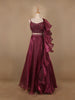 Dark Red Floral Designed Organza Bridesmaid Lehenga - Diadem