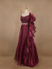 Dark Red Floral Designed Organza Bridesmaid Lehenga - Diadem