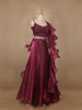 Dark Red Floral Designed Organza Bridesmaid Lehenga - Diadem