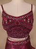Dark Red Floral Designed Organza Bridesmaid Lehenga - Diadem