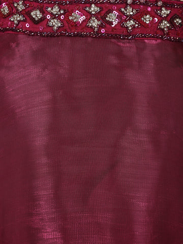 Dark Red Floral Designed Organza Bridesmaid Lehenga - Diadem