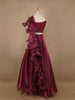 Dark Red Floral Designed Organza Bridesmaid Lehenga - Diadem