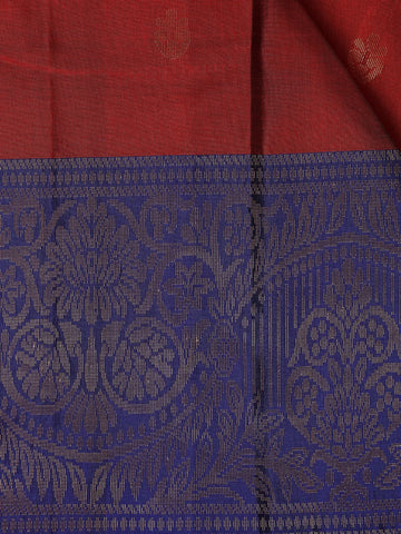 Dark Red Floral Woven Pure Kanchipuram Silk Saree - Diadem