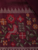 Dark Red Floral Designed Raw Silk Saree - Diadem