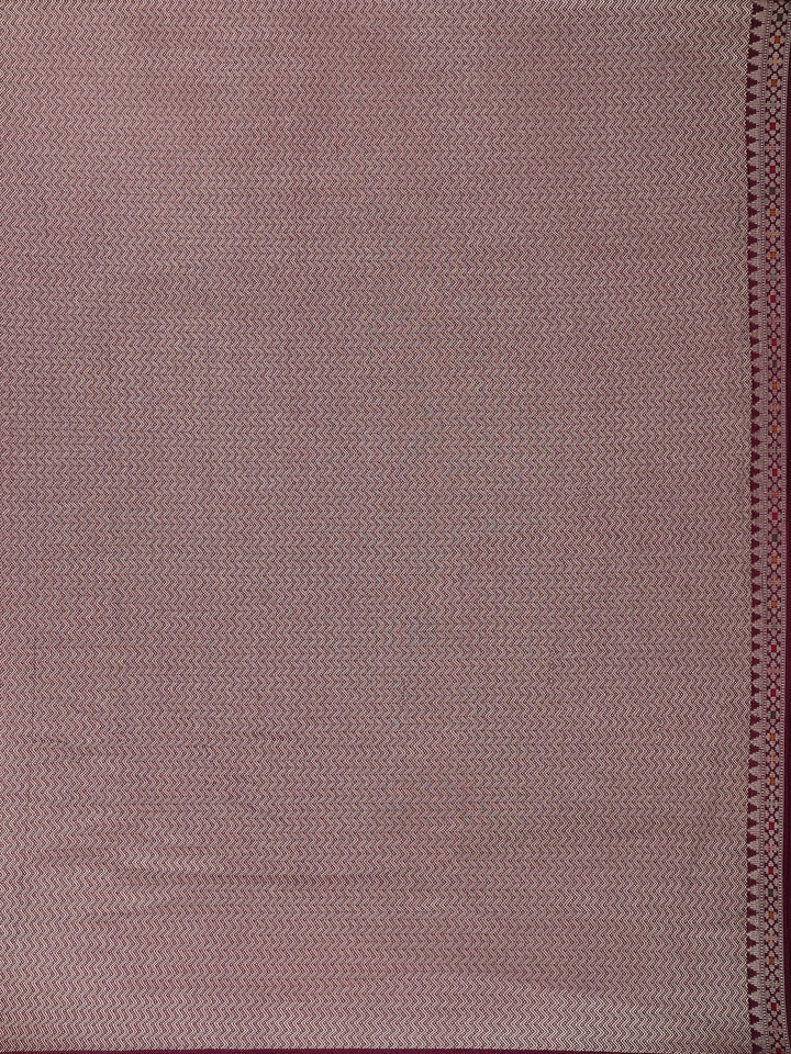Dark Red Floral Designed Raw Silk Saree - Diadem