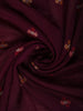 Dark Red Floral Designed Raw Silk Saree - Diadem