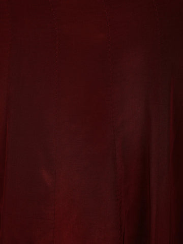 Dark Red Floral Designed Semi Silk Anarkali Salwar Suit - Diadem