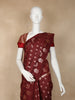Dark Red Floral Designed Semi Silk Fancy Saree