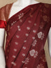 Dark Red Floral Designed Semi Silk Fancy Saree