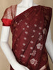 Dark Red Floral Designed Semi Silk Fancy Saree