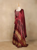Dark Red Floral Designed Semi Silk Gown - Diadem