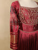 Dark Red Floral Designed Semi Silk Gown - Diadem