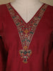 Dark Red Floral Designed Semi Silk Salwar Suit - Diadem