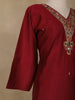 Dark Red Floral Designed Semi Silk Salwar Suit - Diadem