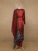 Dark Red Floral Designed Semi Silk Salwar Suit - Diadem
