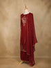 Dark Red Floral Designed Semi Silk Straight Cut Salwar Suit - Diadem