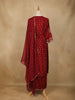Dark Red Floral Designed Semi Silk Straight Cut Salwar Suit - Diadem