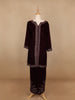 Dark Red Floral Designed Velvet Co Ord Salwar Suit - Diadem