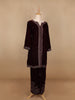 Dark Red Floral Designed Velvet Co Ord Salwar Suit - Diadem