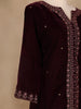 Dark Red Floral Designed Velvet Co Ord Salwar Suit - Diadem