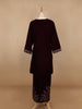 Dark Red Floral Designed Velvet Co Ord Salwar Suit - Diadem