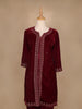 Dark Red Floral Designed Velvet Co Ord Salwar Suit - Diadem
