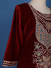 Dark Red Floral Designed Velvet Salwar Suit - Diadem