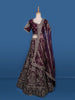 Dark Red Floral Embroidery Bridesmaid Raw Silk Lehenga - Diadem