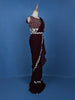 Dark Red Floral Embroidery Crepe Silk Ready To Wear Saree with Designer Blouse - Diadem